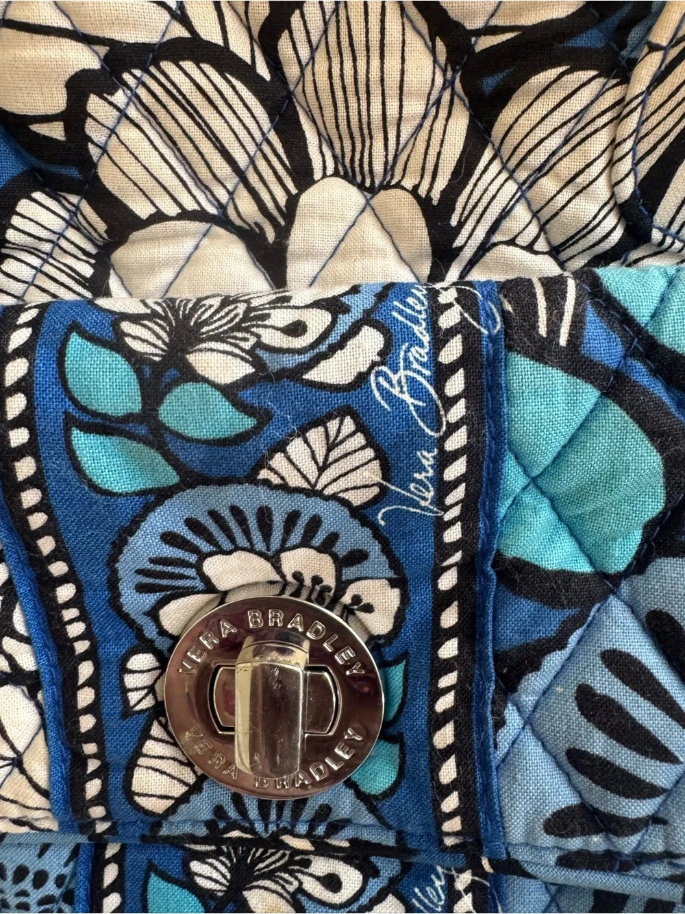 Vera Bradley Glenna Satchel Blue Bayou Quilted Cotton Handbag Retired Pattern